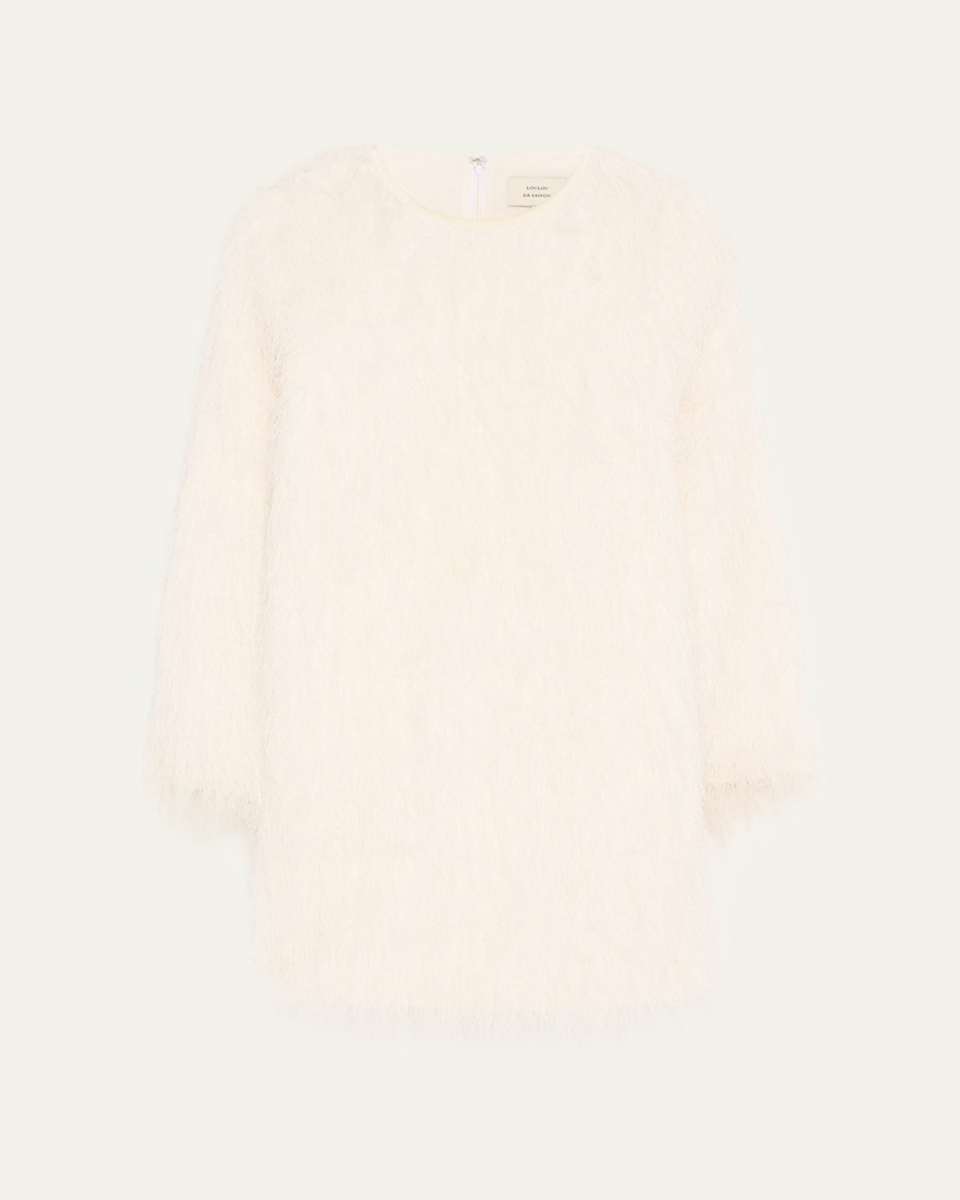 Tina Fringed Long-Sleeve Mini Dress